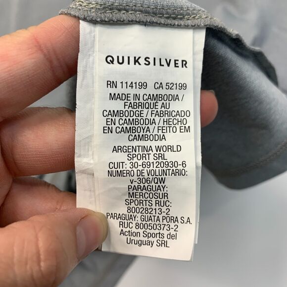 Quiksilver T Shirt Mens S Small Gray Short Sleeve Moisture Wicking Stretch Tee - Picture 7 of 11